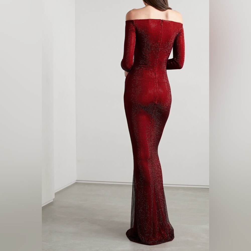 RALPH LAUREN PURPLE LABEL MINALI OFF SHOULDER CRYSTAL EMBELLISHED GOWN - Picture 8 of 17